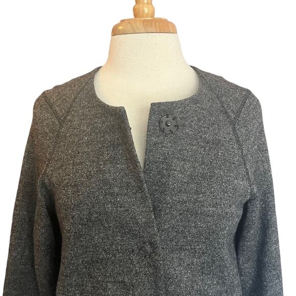 OSKA Wool Lady Jacket Blazer Womens 4/6 Charcoal Grey Concealed Snap Lagenlook - Picture 3 of 15